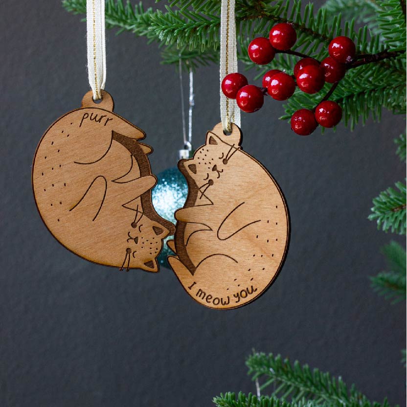I Meow You Cats Pair Ornaments
