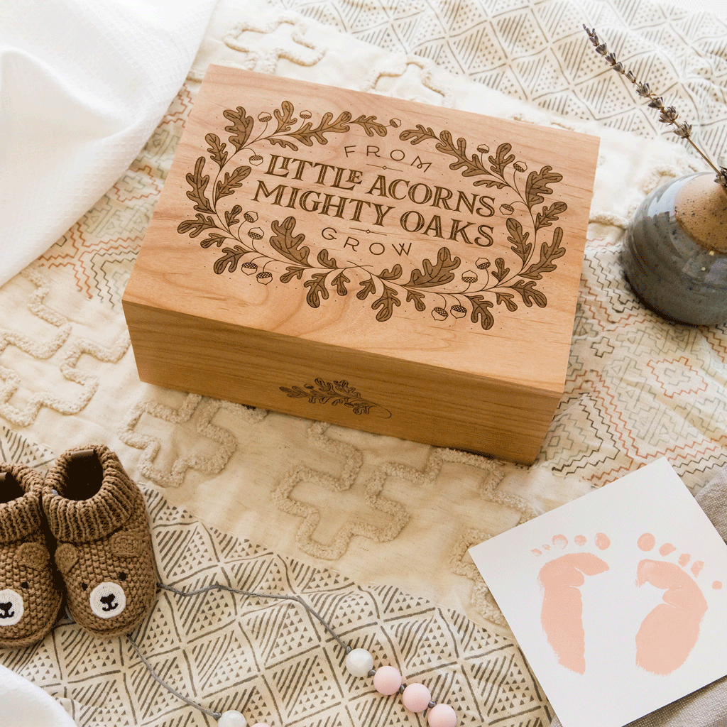Acorns Wood Baby Memory Box | Hereafter