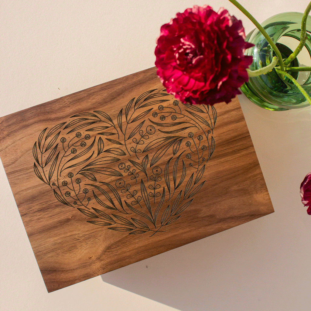 Floral Heart Wood Memory Box | Hereafter