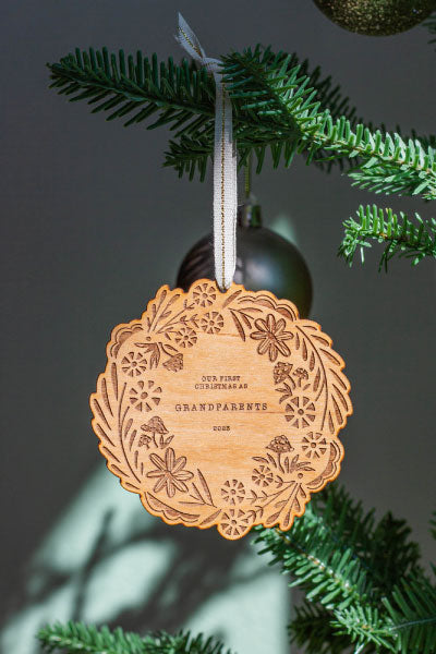 Our First Christmas As Grandparents 2024 Wreath Ornament
