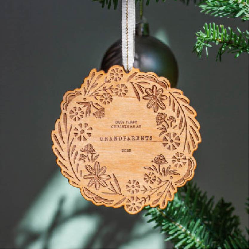 Our First Christmas As Grandparents 2024 Wreath Ornament