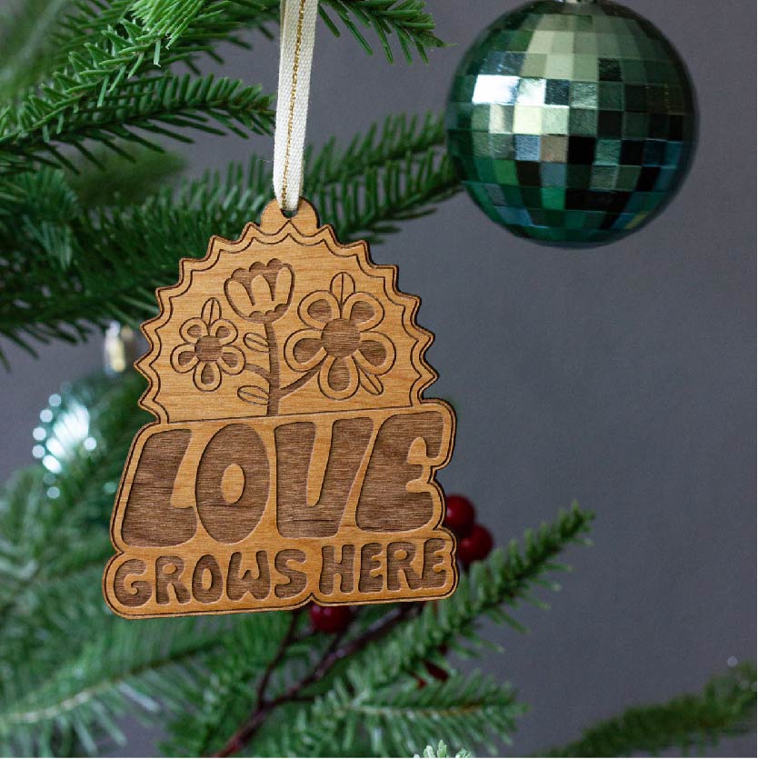Love Grows Here Flowers Ornament