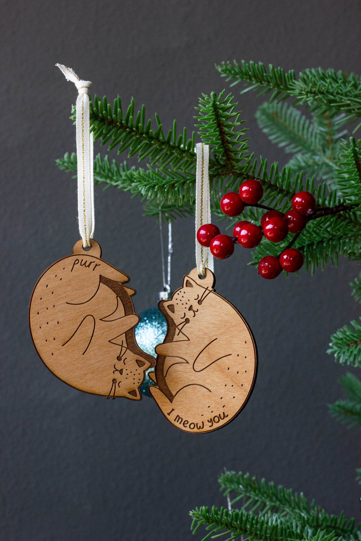 I Meow You Cats Pair Ornaments