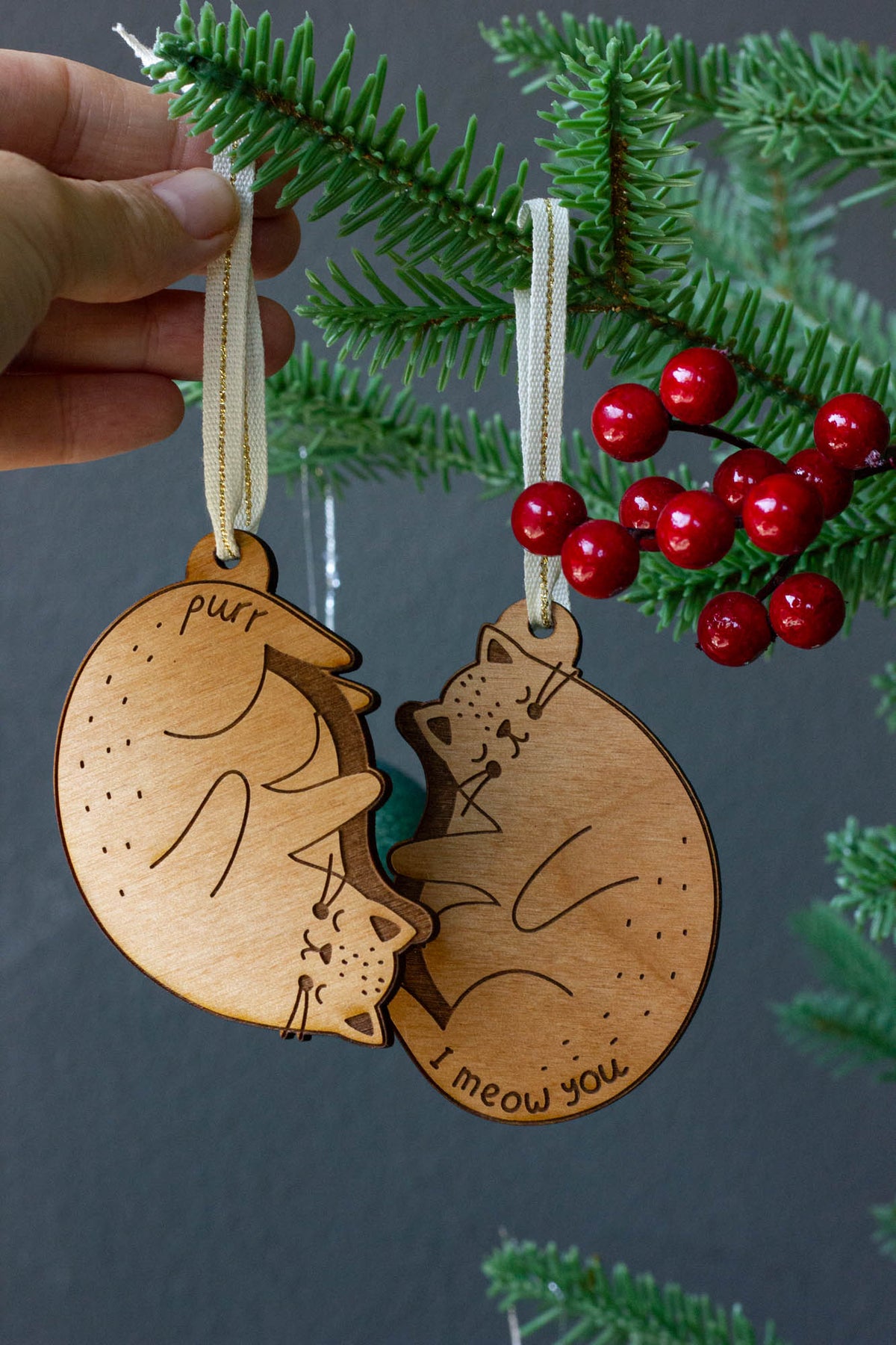 I Meow You Cats Pair Ornaments