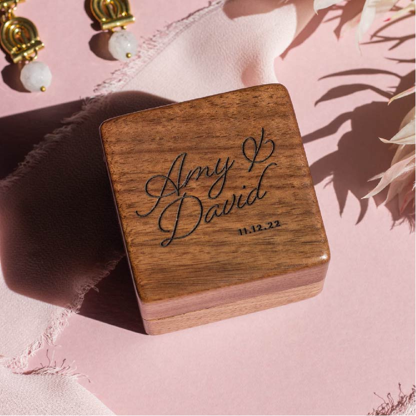 Customized Square Ring Box for Wedding Ceremony, Ring Bearer Box, Wood – If  you say i do