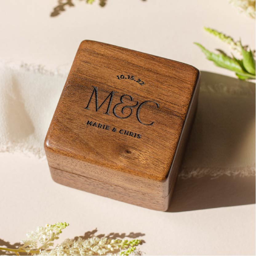 Classic Romance Personalized Ring Box