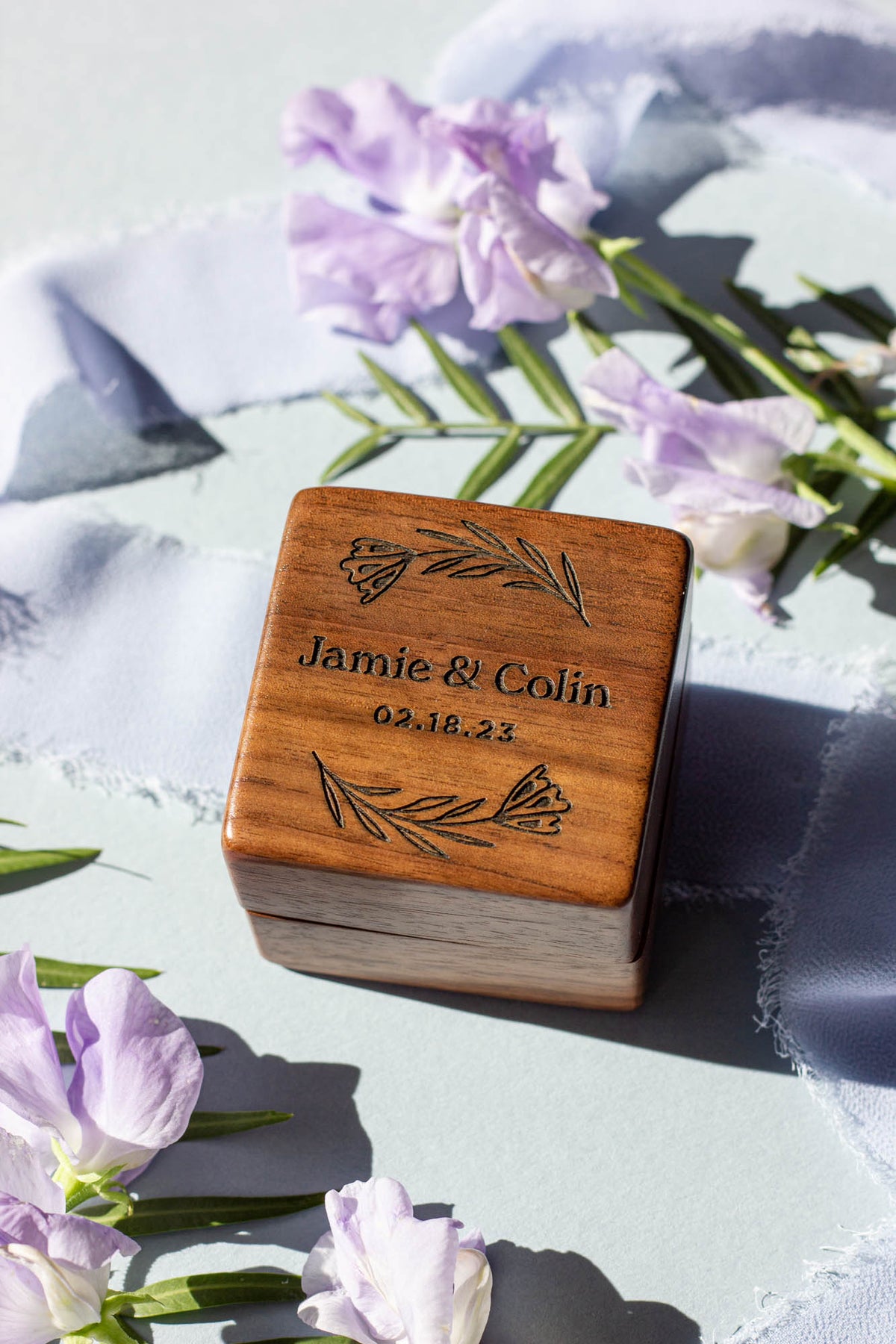 Floral Personalized Ring Box