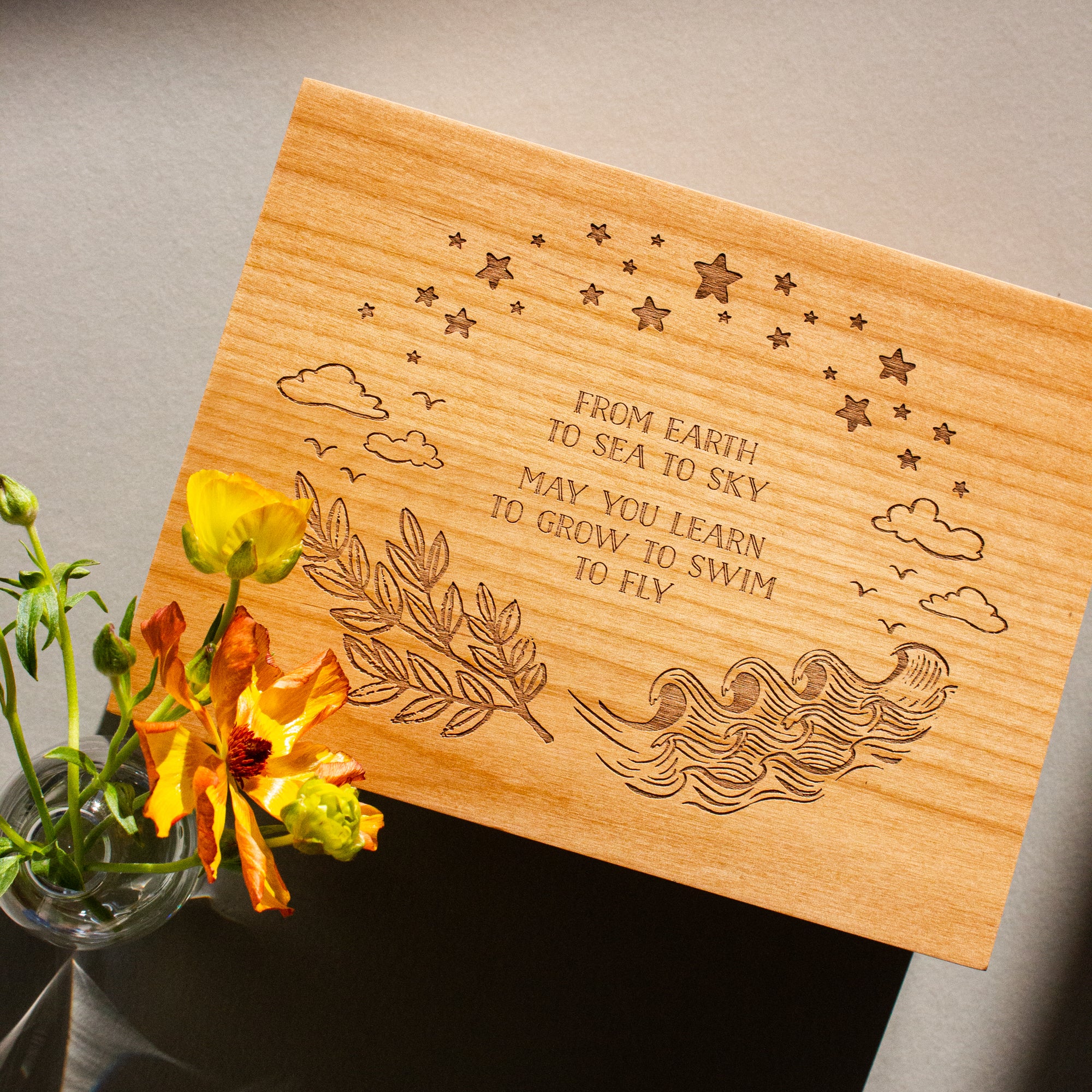 Grow Swim Fly Wood Baby Memory Box | Hereafter