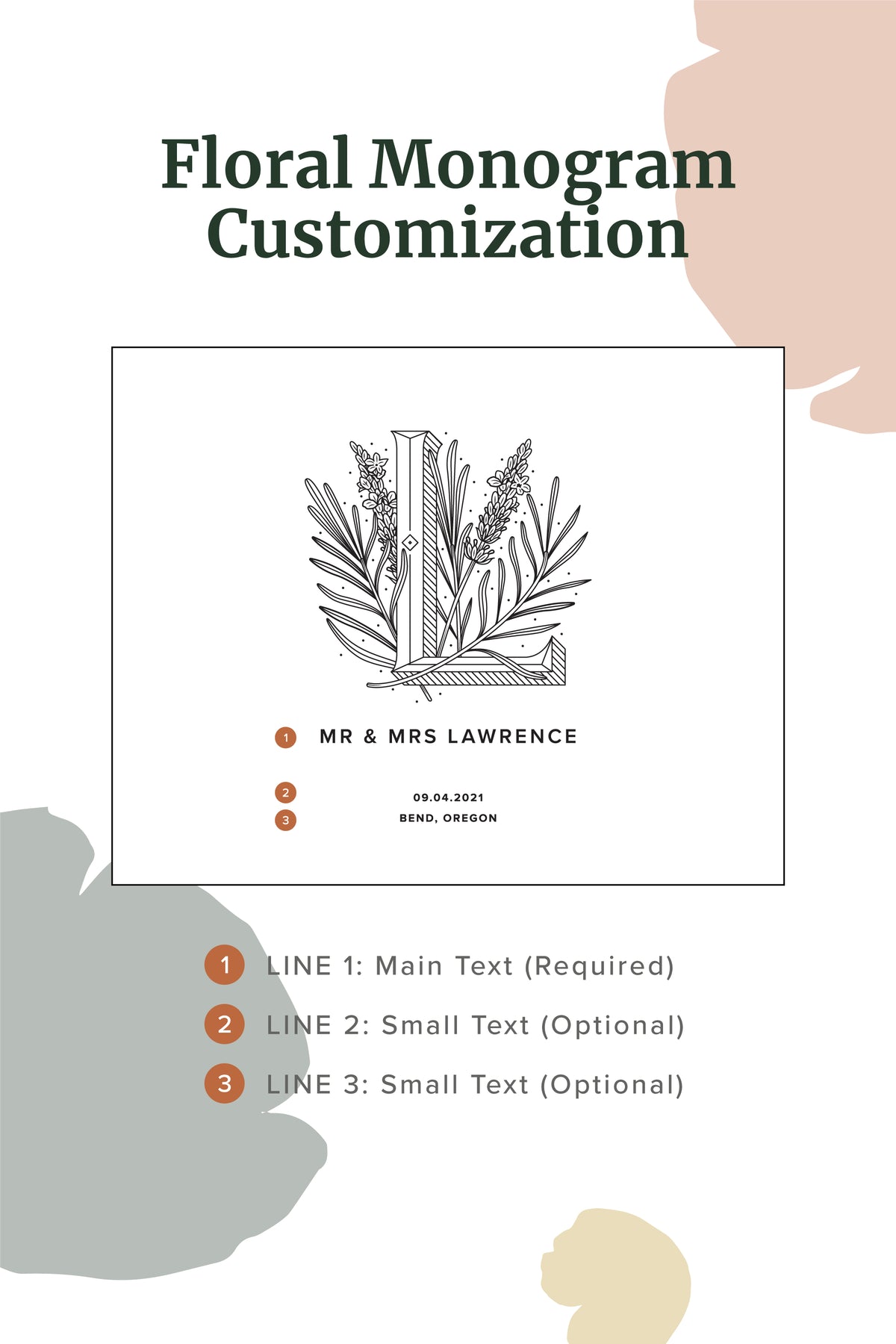 Floral Monogram Personalized Wedding Guest Book