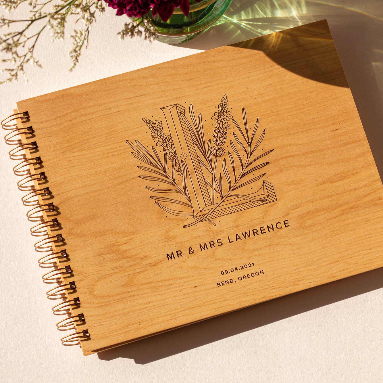 Floral Monogram Personalized Wedding Guest Book