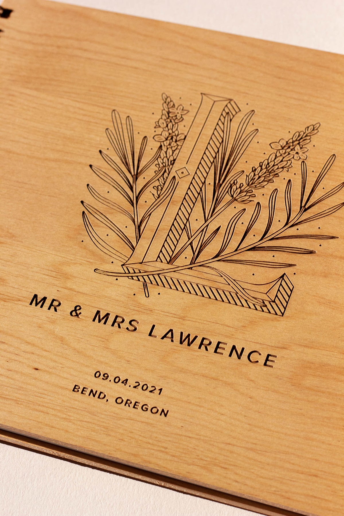 Hereafter Personalized Wood Wedding Guest Book