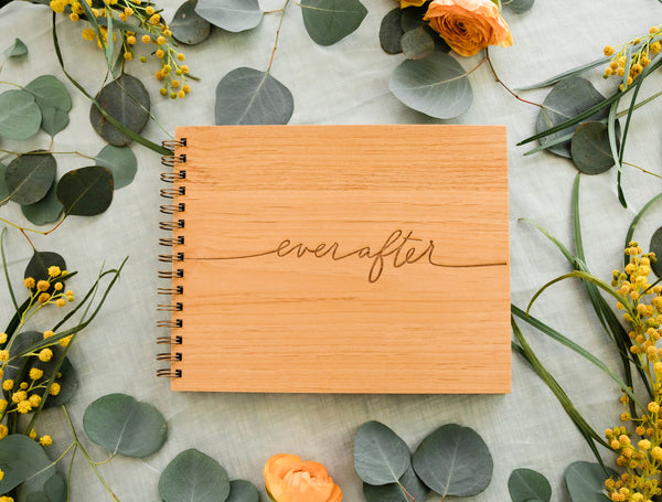Ever After Wood Wedding Guest Book