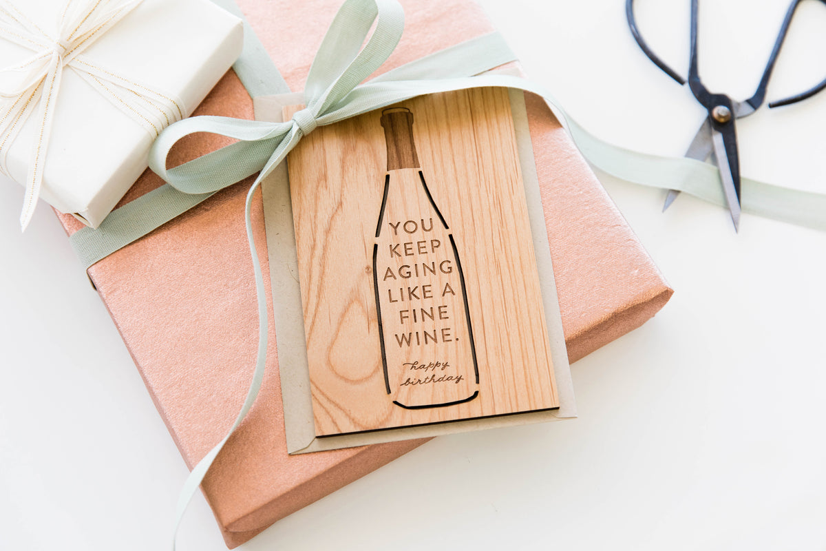Fine Wine Bottle Shape Wood Card