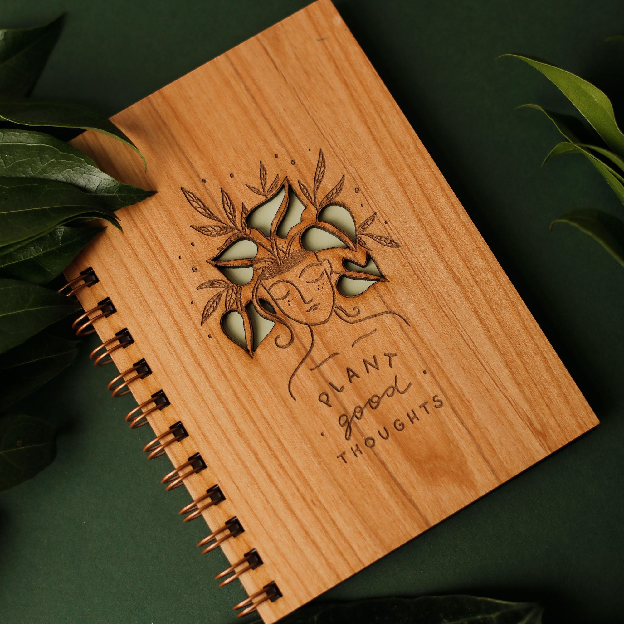 Hand Crafted Journal/Notebook Turtle Cover Blank Tan Paper Wood Leaves