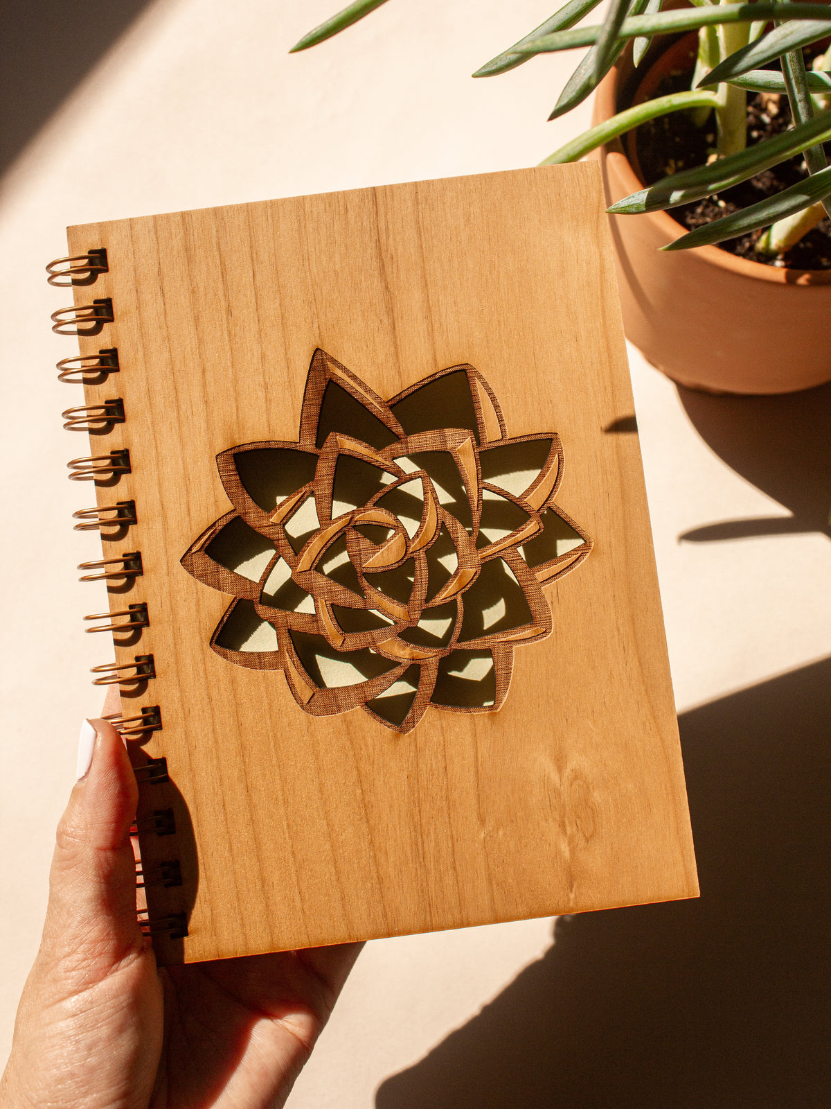 Hand Crafted Journal/Notebook Turtle Cover Blank Tan Paper Wood Leaves