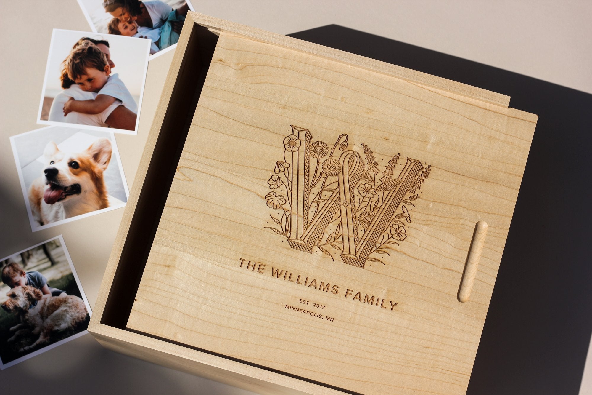 Family Monogram Personalized Wood Photo Album- Small