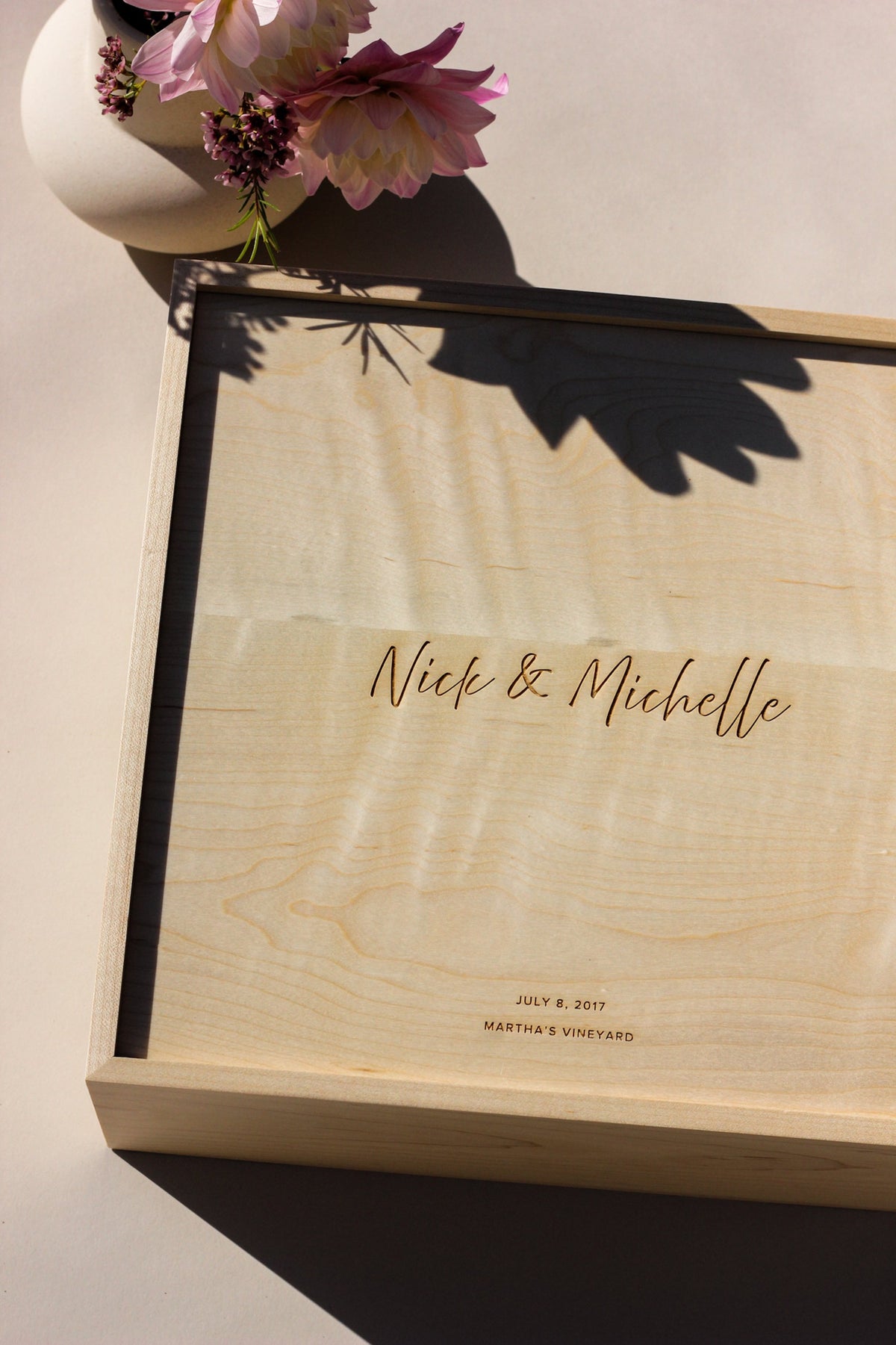 Modern Hand Lettering Custom Wood Memory Box | Hereafter