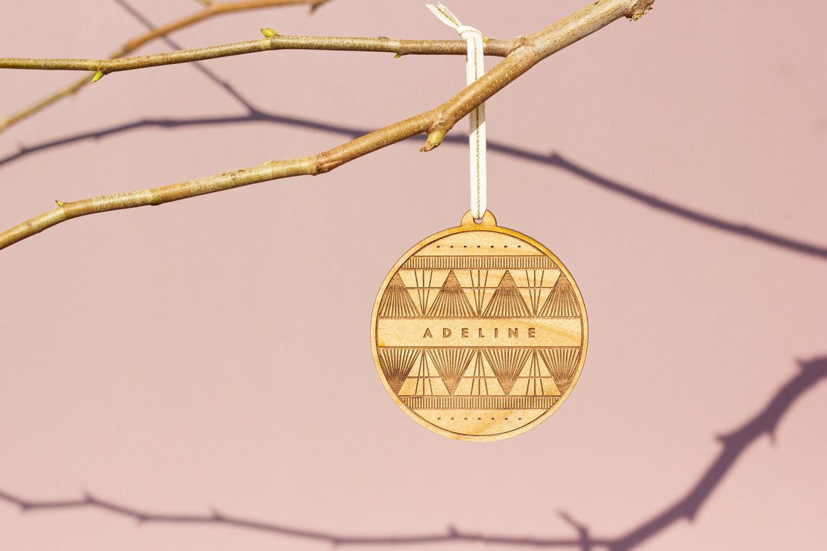 Personalized Name Art Deco Round Ornament