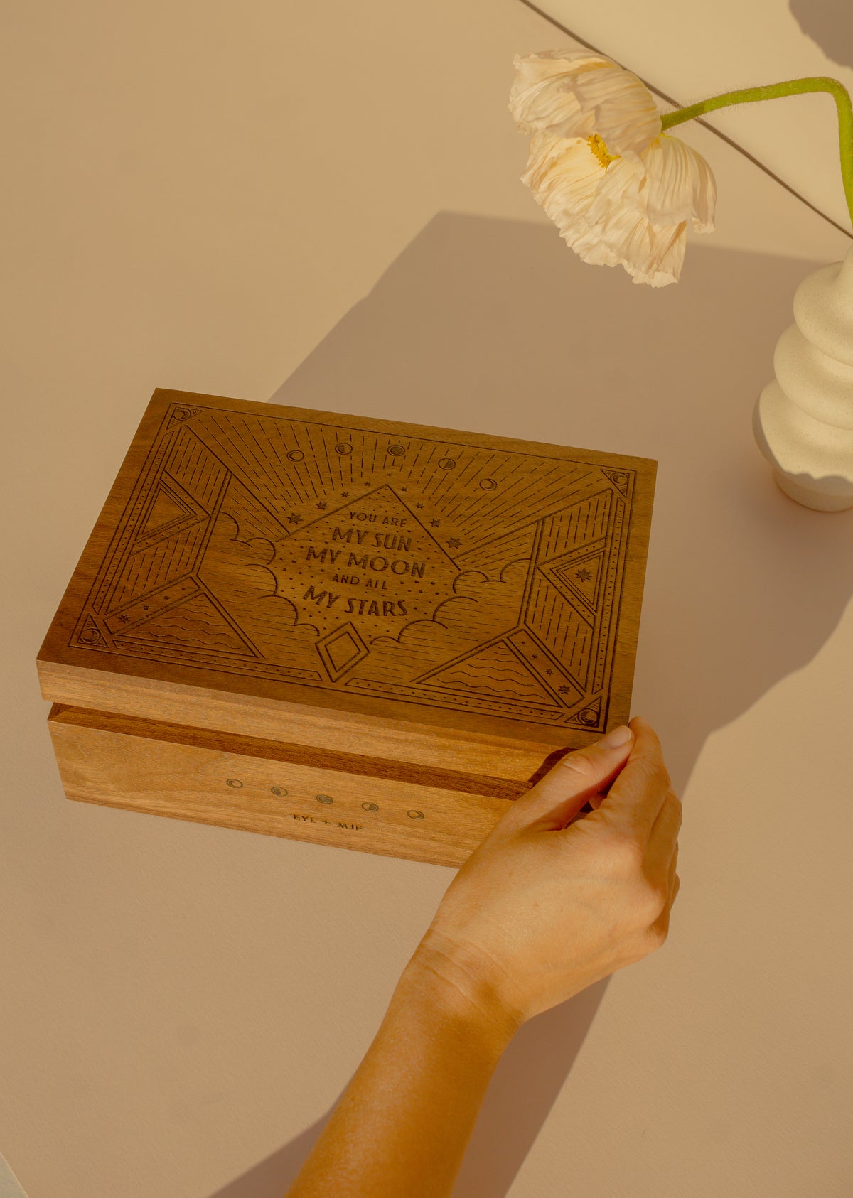 Sun Moon Stars Wood Keepsake Box | Hereafter