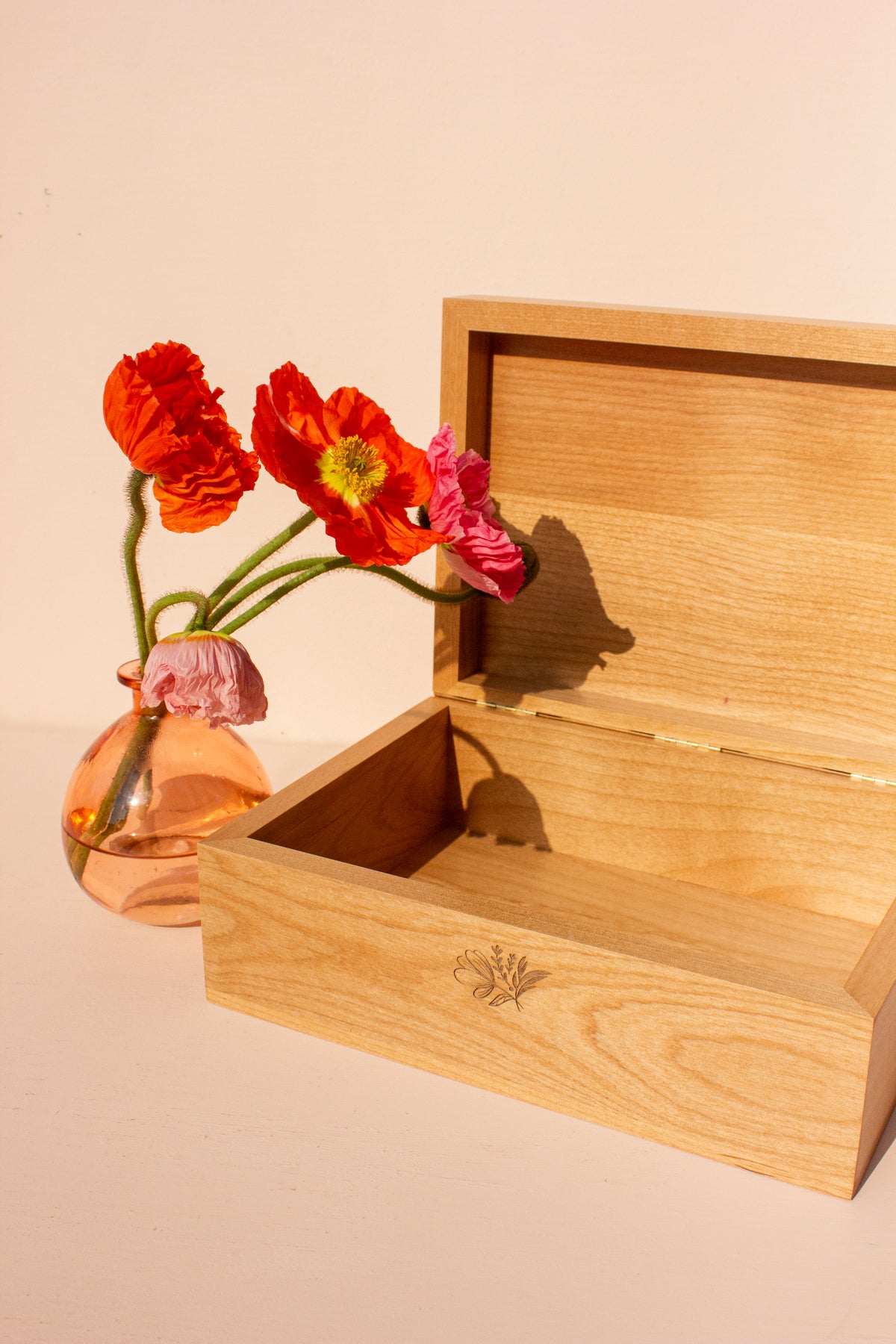 Woodblock Heart Wood Keepsake Box