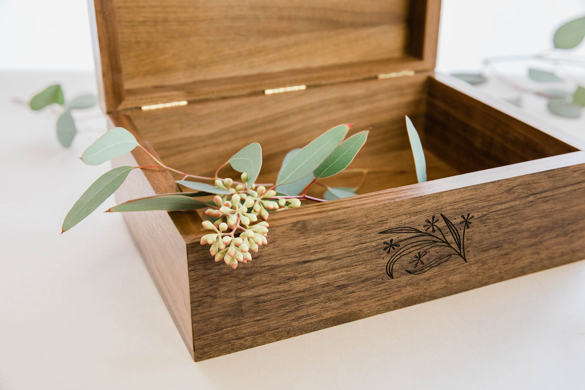 Floral Monogram Wood Keepsake Box | Hereafter
